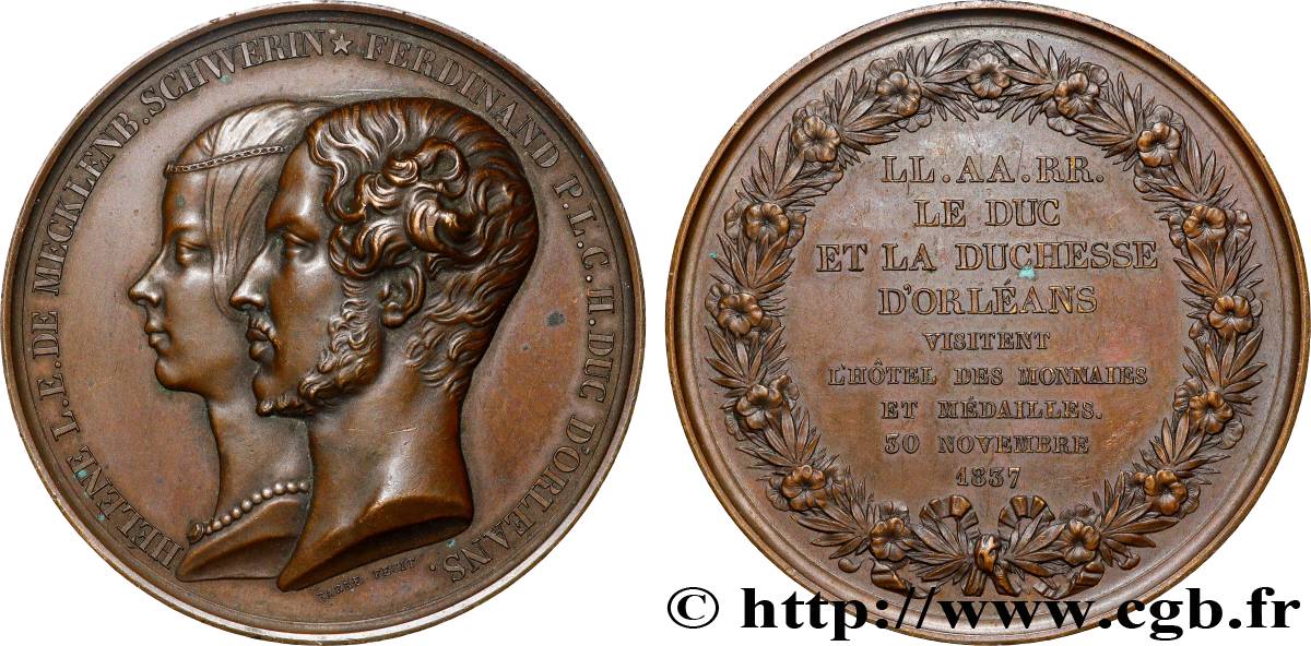 LOUIS-PHILIPPE I Médaille, Visite du Duc et Duchesse d’Orléans à l’Hôtel des Monnaies AU