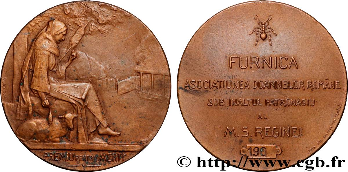 ROMANIA - CHARLES I Médaille, Association la fourmi XF