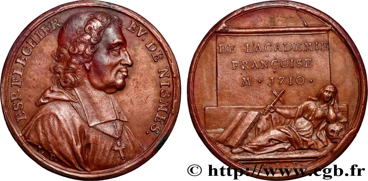 LOUIS XIV  THE SUN KING  Médaille, Esprit Fléchier, prélat AU