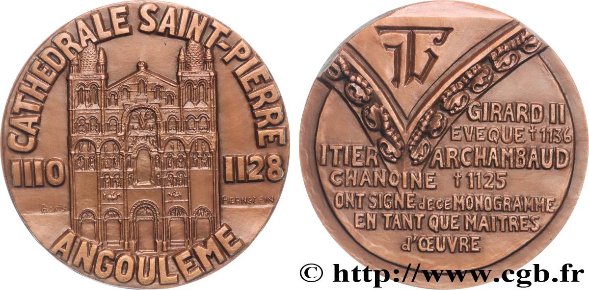 CINQUIÈME RÉPUBLIQUE Médaille, Cathédrale Saint Pierre d’Angoulême  SUP