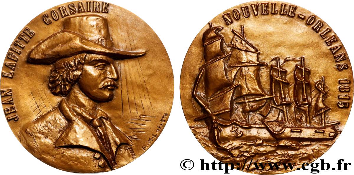 SEA AND NAVY : SHIPS AND BOATS Médaille, Jean Lafitte, Corsaire  EBC+