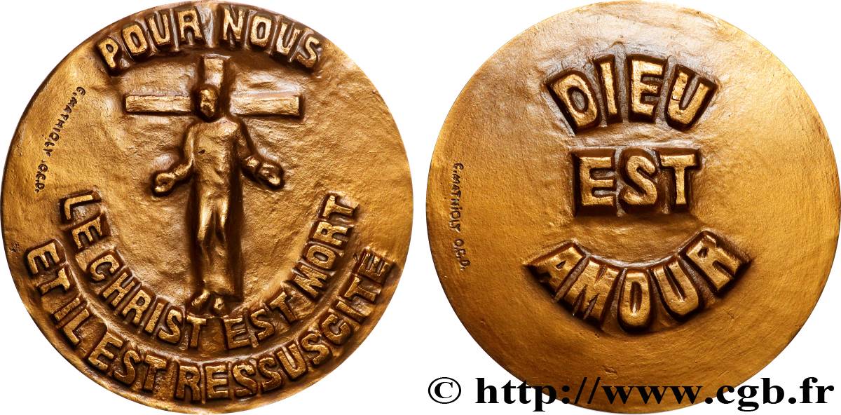 V REPUBLIC Médaille, Dieu est amour AU