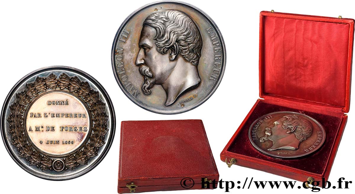 SECONDO IMPERO FRANCESE Médaille, donnée par l’Empereur à Monsieur Auguste Pittaud de Forges SPL