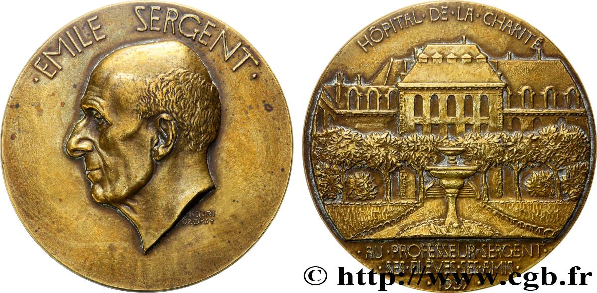 TERZA REPUBBLICA FRANCESE Médaille, Emile Sergent, Hôpital de la Charité q.SPL