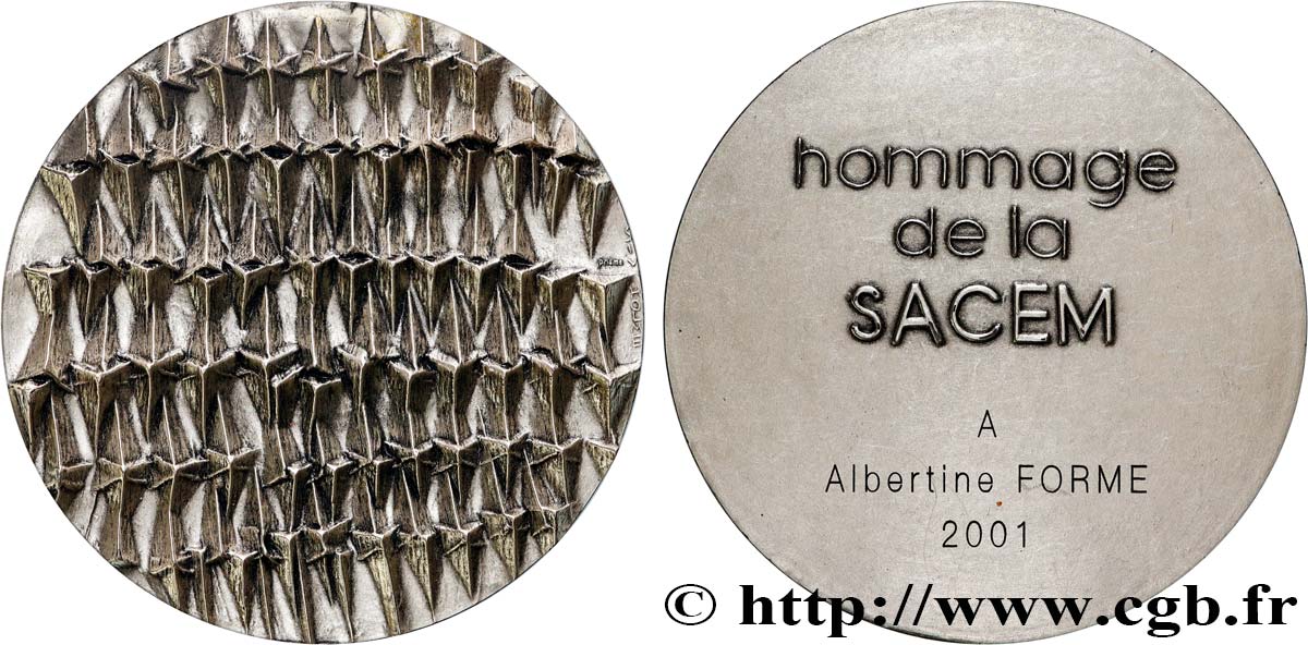 CINQUIÈME RÉPUBLIQUE Médaille, Hommage de la Société des auteurs, compositeurs et éditeurs de musique SUP/TTB+