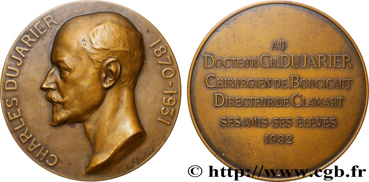 III REPUBLIC Médaille, Charles Dujarier AU