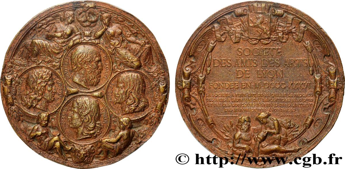 DEUXIÈME RÉPUBLIQUE Médaille, Société des amis des arts de Lyon TB+