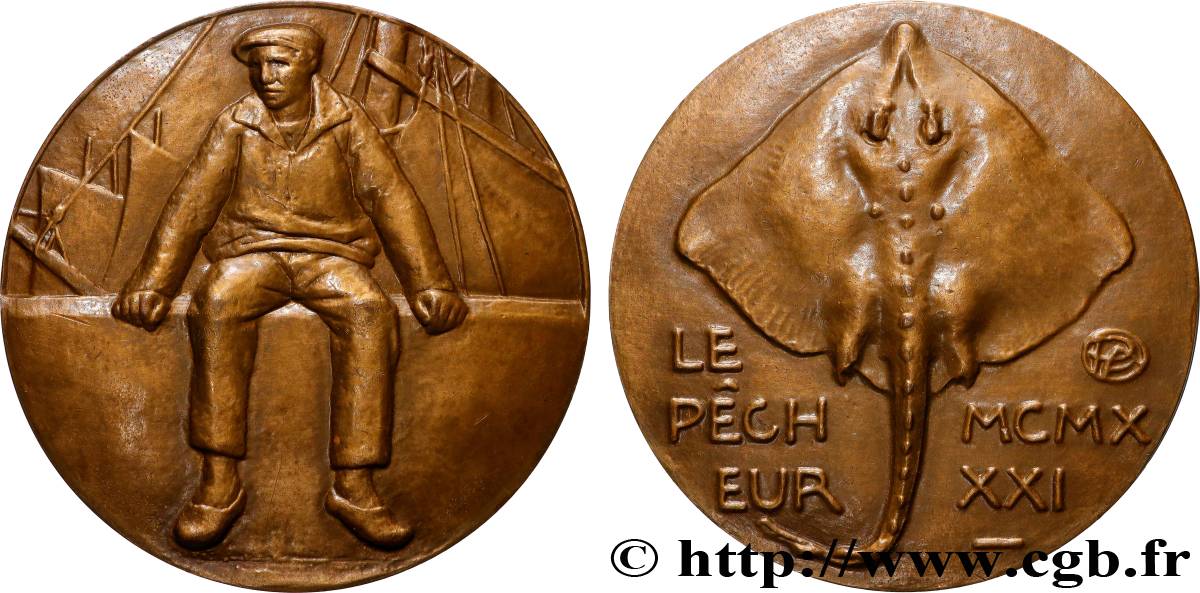 V REPUBLIC Médaille, Le pêcheur AU