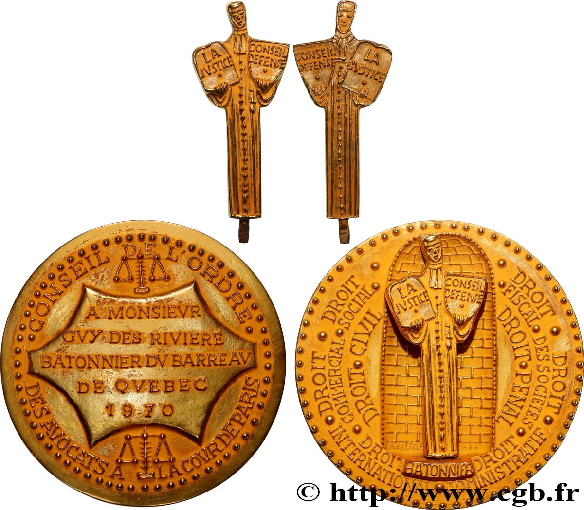 V REPUBLIC Médaille, Avocat à la Cour de Paris, Guy des rivière, bâtonnier du barreau de Quebec AU