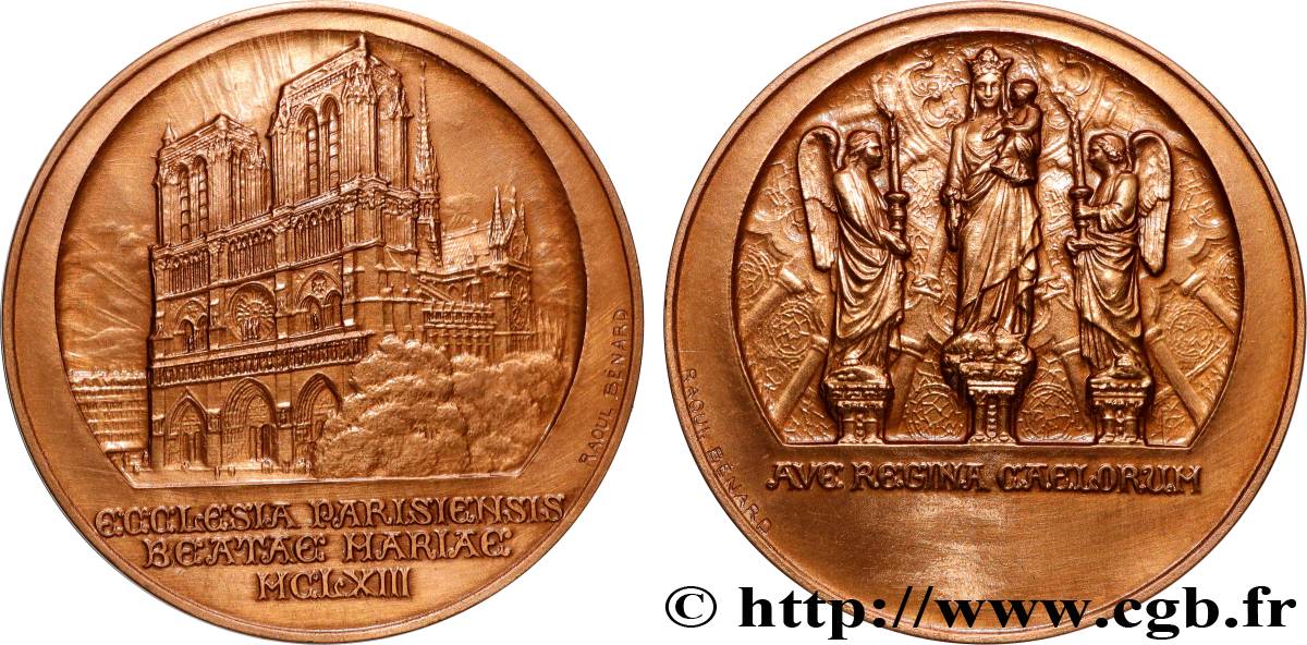 V REPUBLIC Médaille, Cathédrale Notre-Dame de Paris, refrappe AU