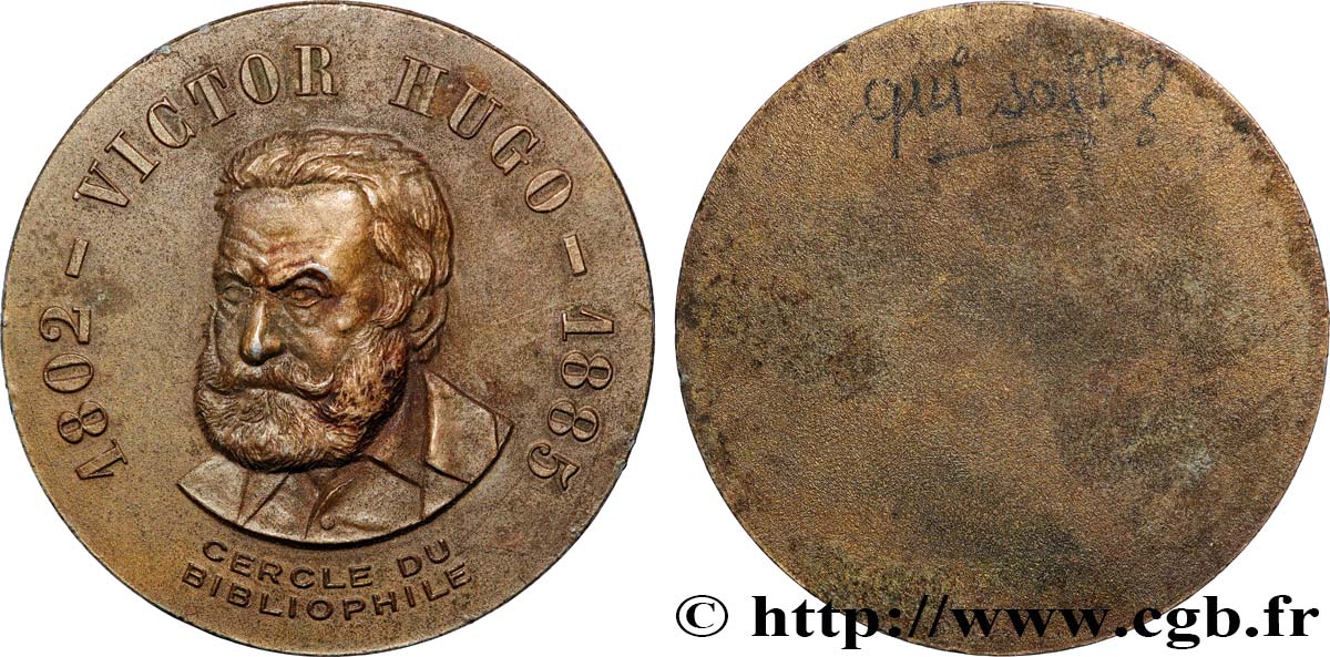 LITERATURE : WRITERS - POETS Médaille, Victor Hugo, Cercle du bibliophile BB