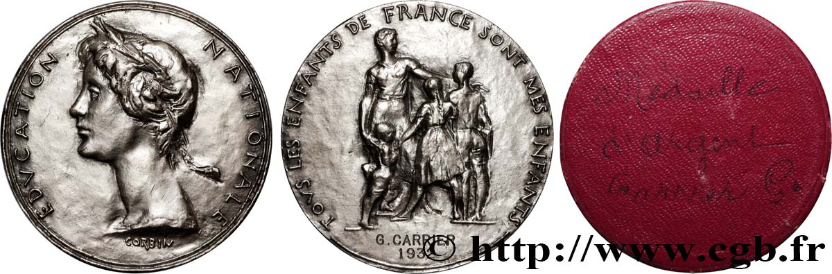 PROVISORY GOVERNEMENT OF THE FRENCH REPUBLIC Médaille, Éducation Nationale EBC