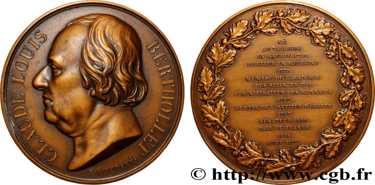 SCIENCES & SCIENTIFIQUES Médaille, Claude Louis Berthollet, refrappe AU/AU