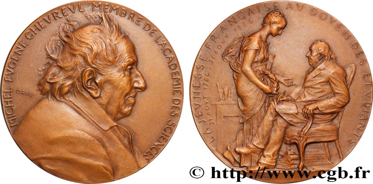 SCIENCES & SCIENTIFIQUES Médaille, La jeunesse française à Michel-Eugène Chevreul AU
