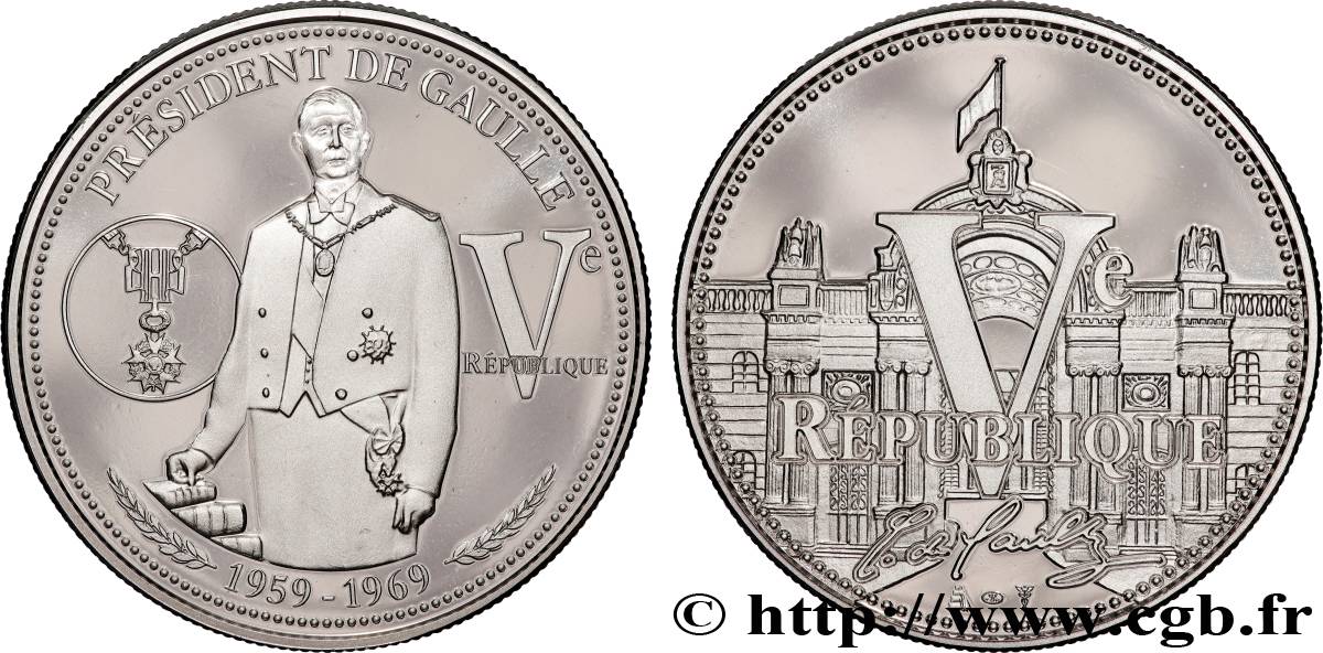 FUNFTE FRANZOSISCHE REPUBLIK Médaille, Charles de Gaulle, Ve République fST