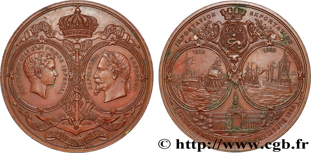 SECOND EMPIRE Médaille, Souvenir de l’exposition maritime internationale AU