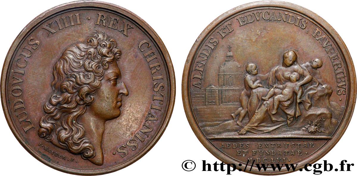 LOUIS XIV  THE SUN KING  Médaille, Établissement de l’Hôpital Général q.SPL/BB