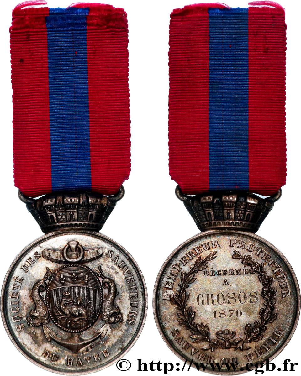 TROISIÈME RÉPUBLIQUE Médaille, Société des sauveteurs du Havre TTB+