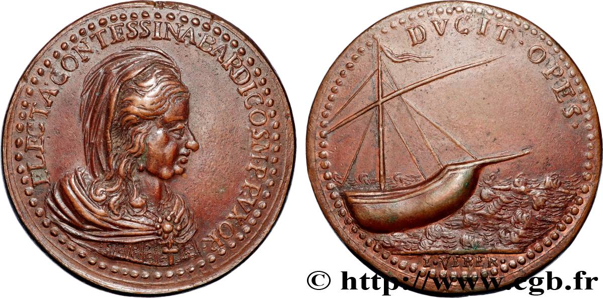 ITALIE - FLORENCE - RÉPUBLIQUE Médaille de restitution, Electa Contessina Bardi, femme de Cosme l’ancien q.SPL