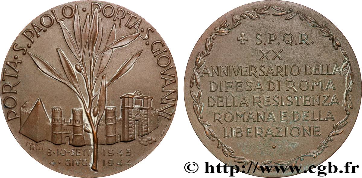 ITALIE - VICTOR EMMANUEL III Médaille, XXe anniversaire de la libération de Rome AU