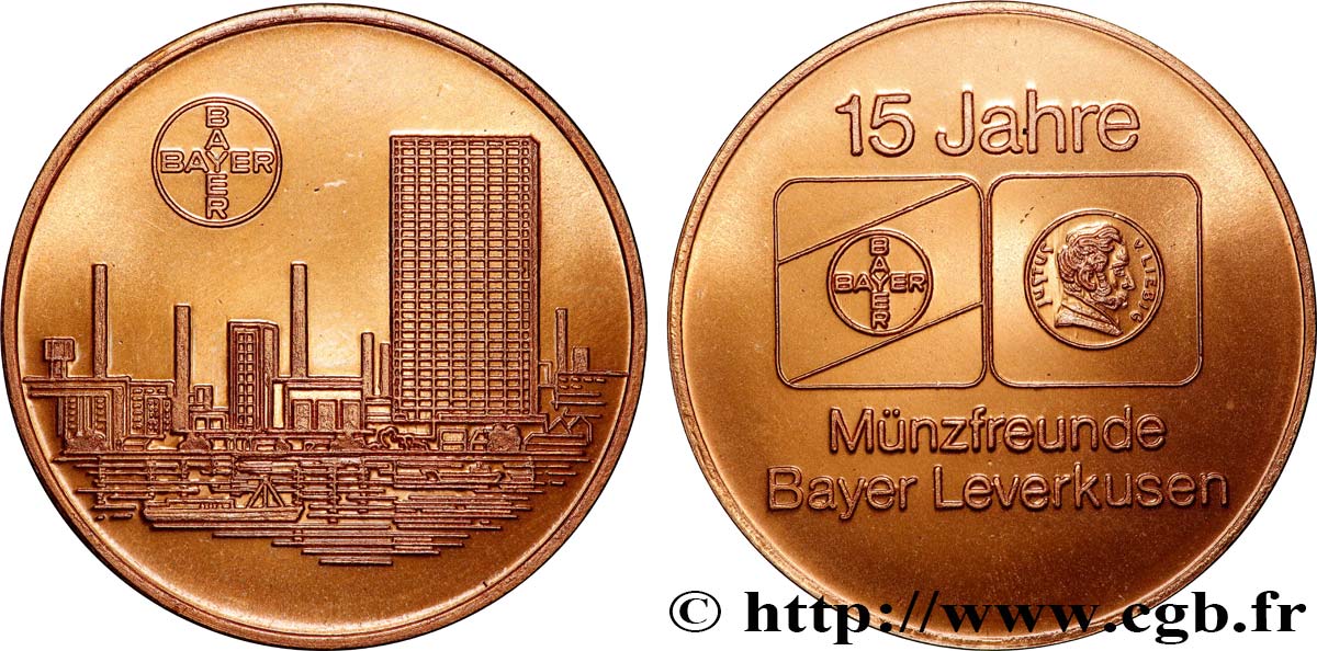 ALEMANIA Médaille, 15 ans du Club Münzfreunde Bayer Leverkusen MBC+