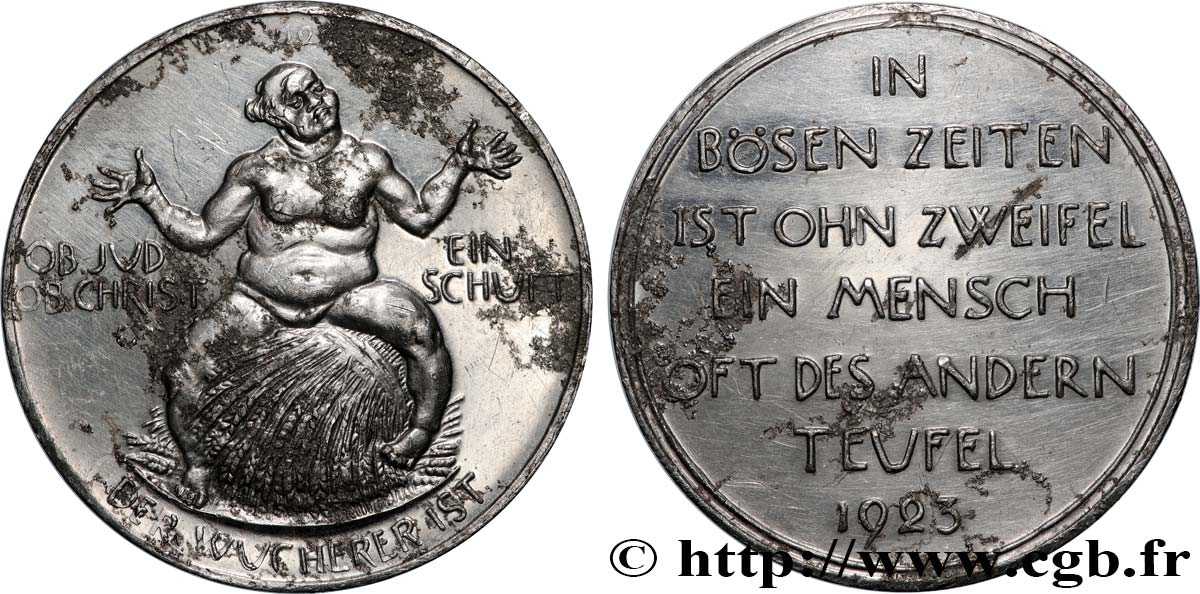 ALLEMAGNE - RÉPUBLIQUE DE WEIMAR Médaille de la honte TTB