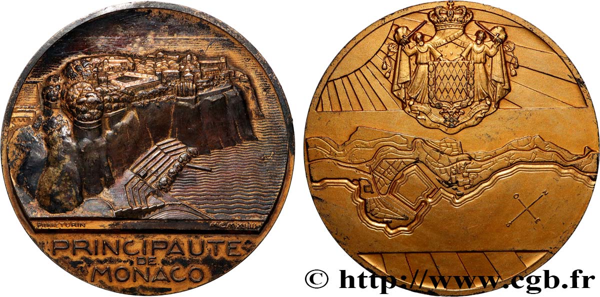 MONACO - PRINCIPAUTÉ DE MONACO - LOUIS II Médaille, Le Rocher TTB/TTB+