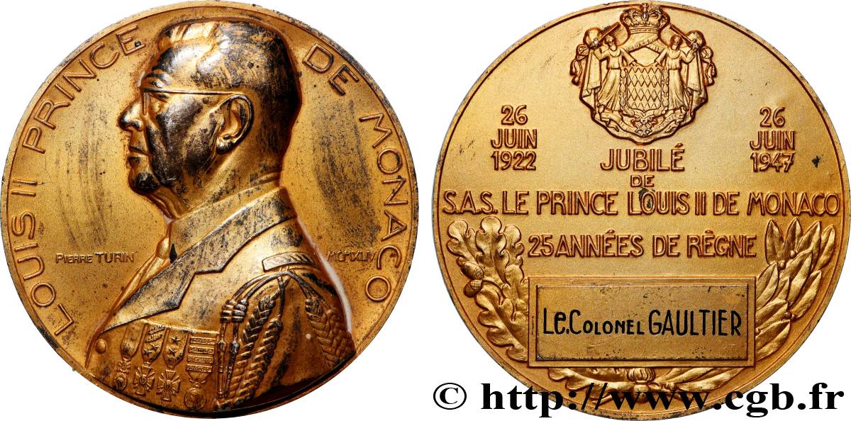 MÓNACO - PRINCIPADO DE MÓNACO - LUIS II Médaille, Jubilé de Louis II, 25 ans de règnes MBC