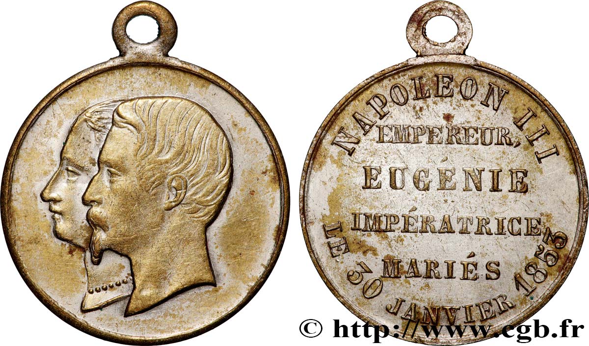 SECOND EMPIRE Médaille, Mariage de Napoléon III et d’Eugénie XF