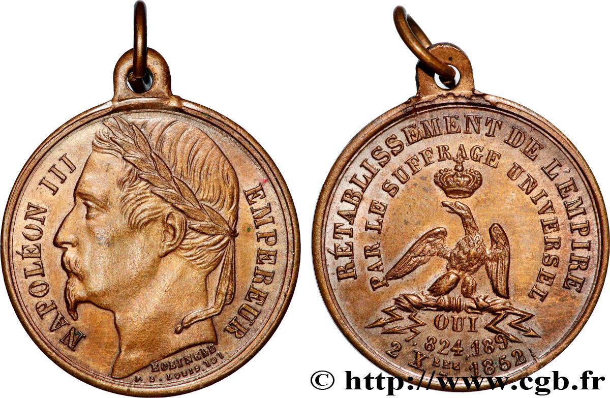 SECONDO IMPERO FRANCESE Médaille, Rétablissement de l’empire q.SPL