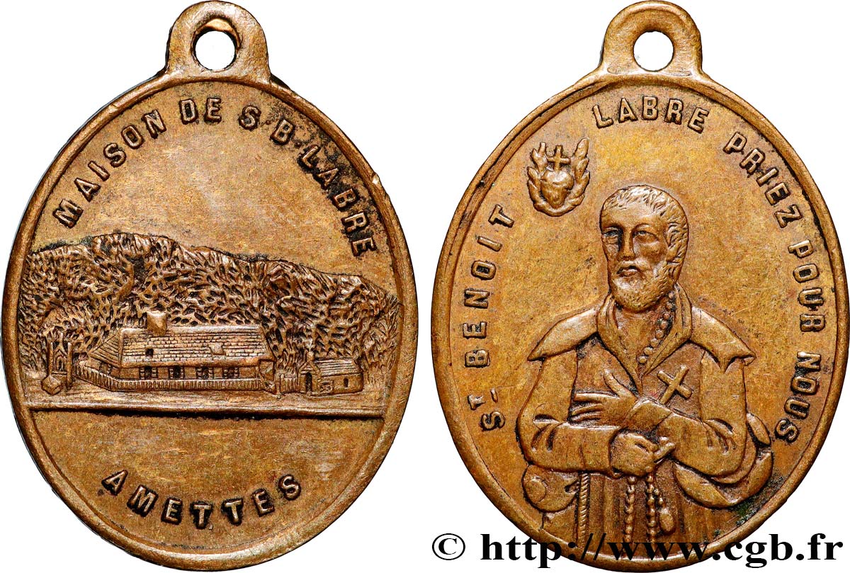 RELIGIOUS MEDALS Médaille, Saint Benoît Labre XF