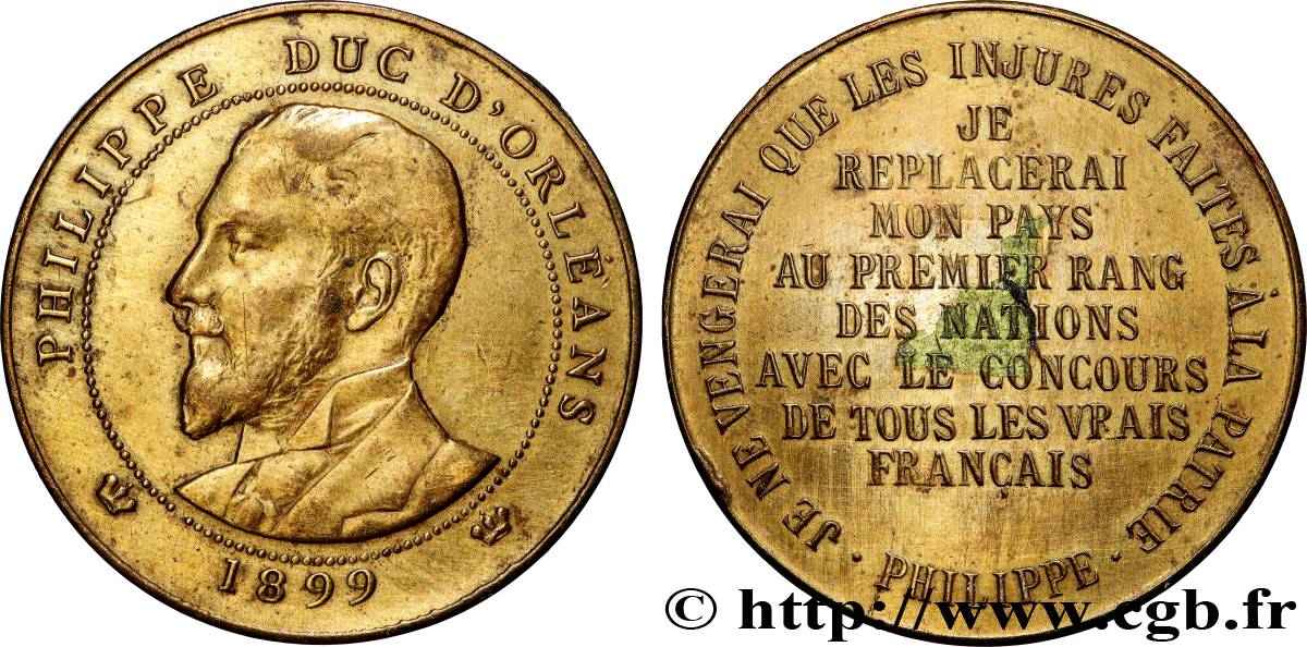 TERZA REPUBBLICA FRANCESE Médaille, Philippe d’Orléans, frappe médaille module de 10 centimes q.SPL