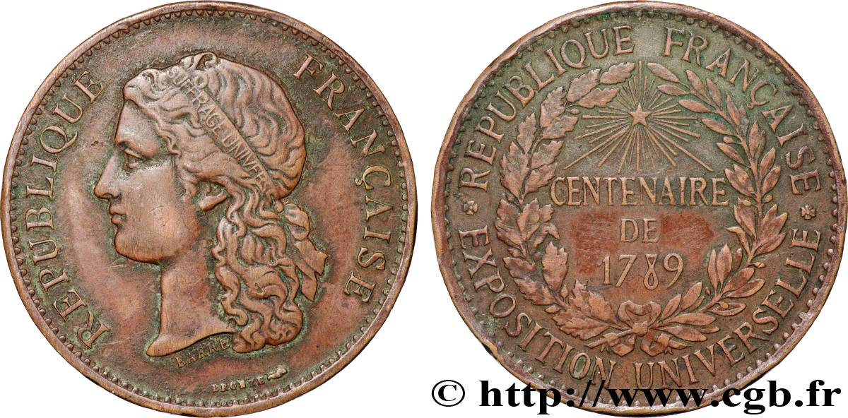 TROISIÈME RÉPUBLIQUE Médaille, Centenaire de 1789 TTB