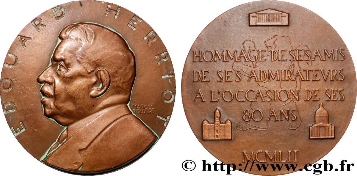 VIERTE FRANZOSISCHE REPUBLIK Médaille, 80e anniversaire d’Edouard Herriot fVZ