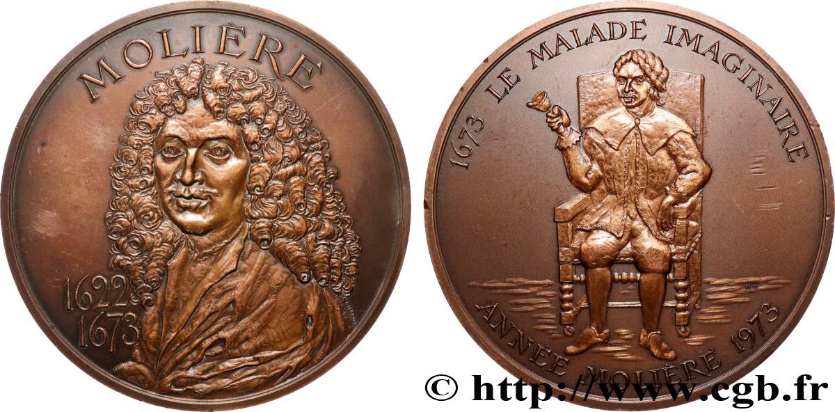 ARTISTES : GRAVEURS, PEINTRES, SCULPTEURS Médaille, Tricentenaire de la mort de Molière MBC+
