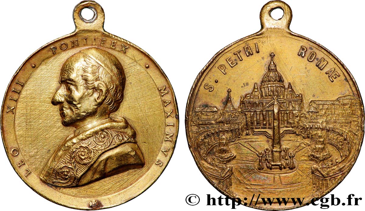 ITALIE - ÉTATS DU PAPE - LÉON XIII (Vincenzo Gioacchino Pecci) Médaille, Saint Pierre de Rome TTB