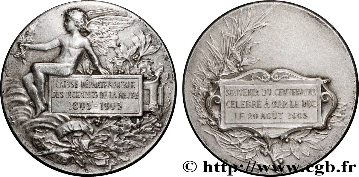 TROISIÈME RÉPUBLIQUE Médaille, Souvenir du centenaire, Caisse départementale des incendies TTB+