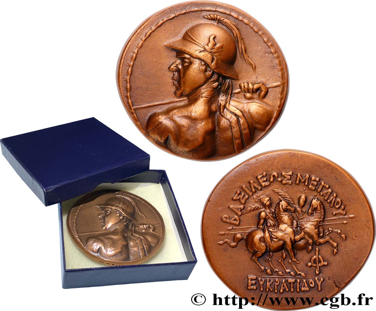 BACTRIANE - ROYAUME DE BACTRIANE - EUCRATIDE Ier Médaille, Reproduction d’une tétradrachme d’Eucratide, n°102 SUP