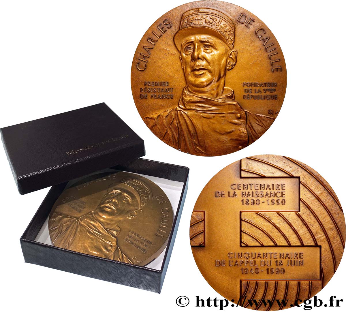 CINQUIÈME RÉPUBLIQUE Médaille, Charles de Gaulle, Centenaire de sa naissance SUP