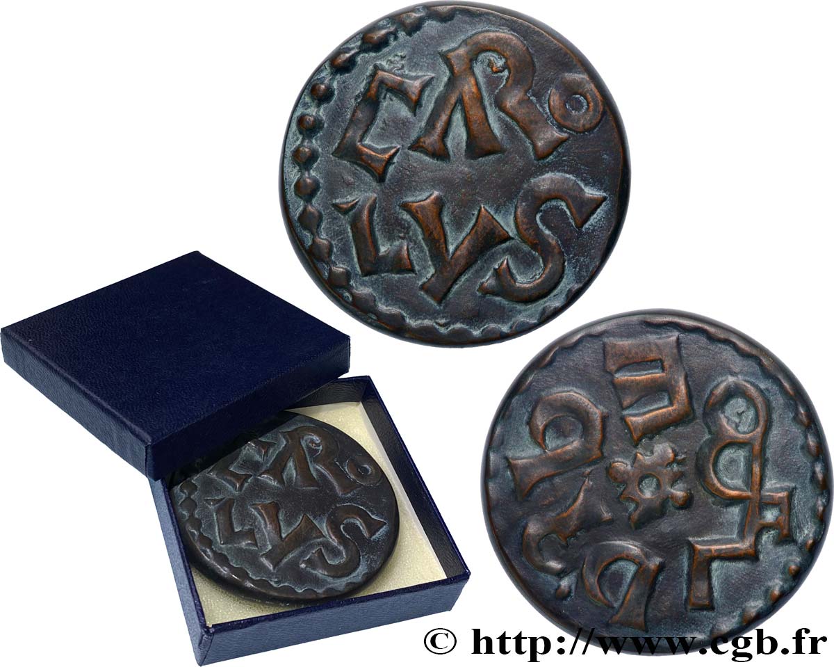 CARLO MAGNO Médaille, Reproduction du denier de Charlemagne de Melle, n°185 SPL