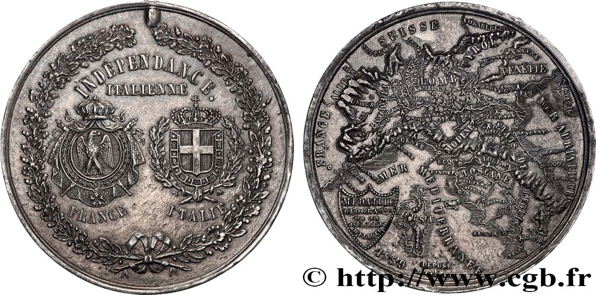 V REPUBLIC Médaille, Indépendance italienne XF