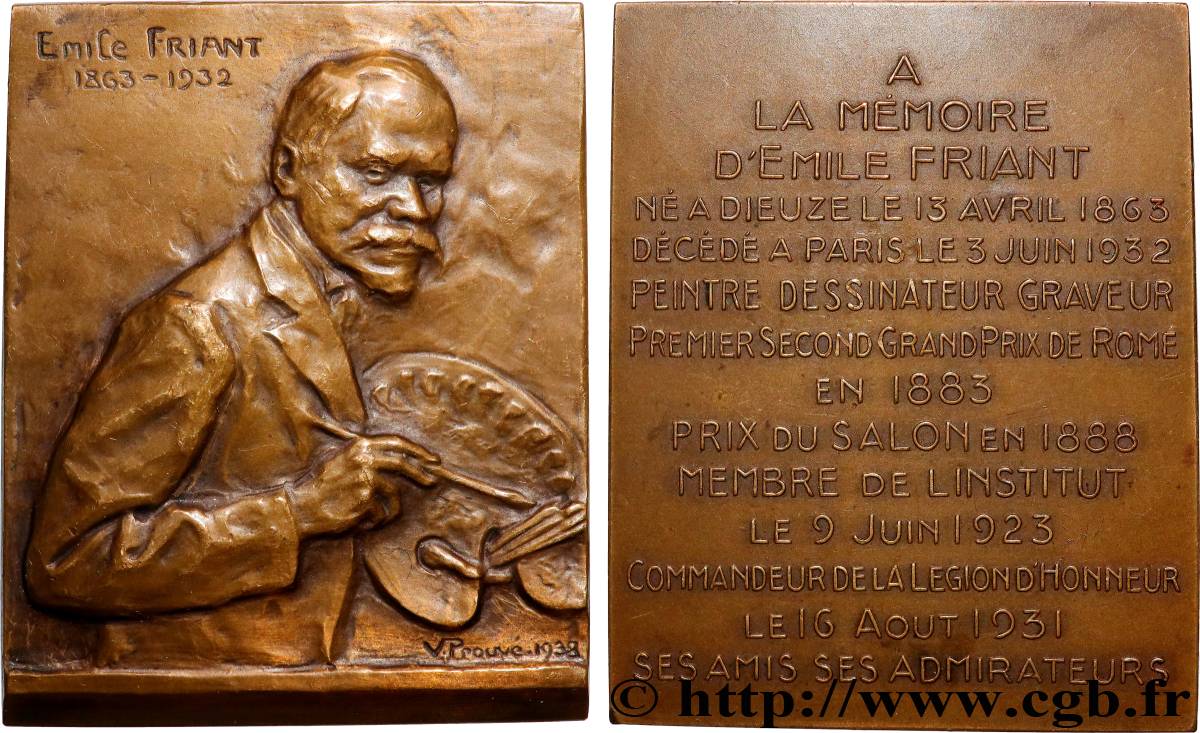 DRITTE FRANZOSISCHE REPUBLIK Plaquette, Emile Friant fVZ