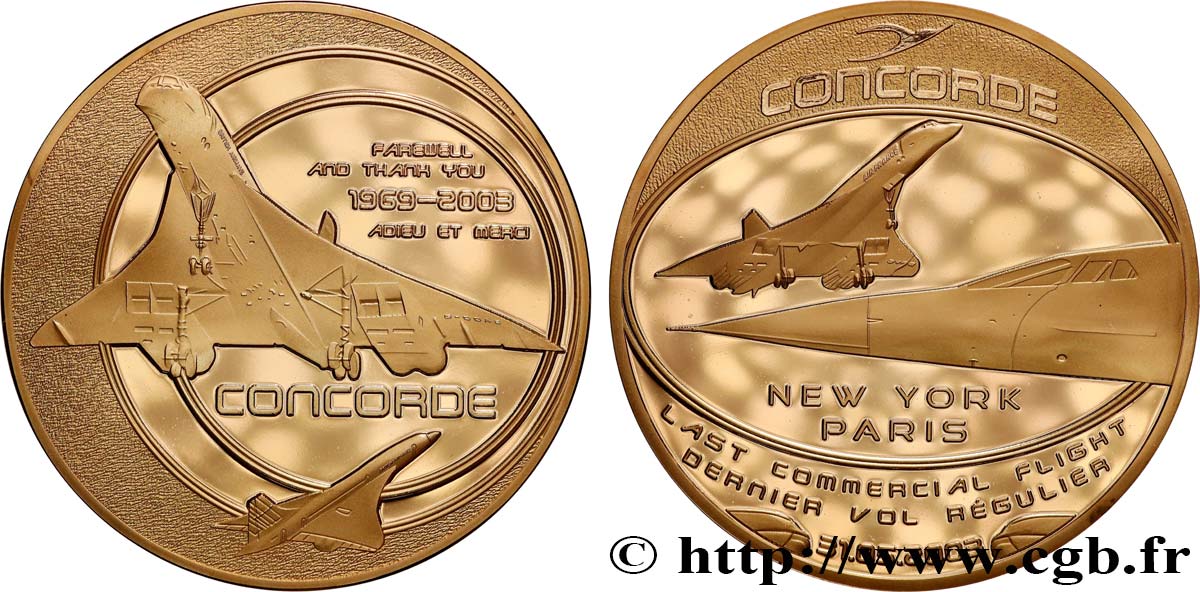V REPUBLIC Médaille, Adieu au Concorde, dixième anniversaire MS