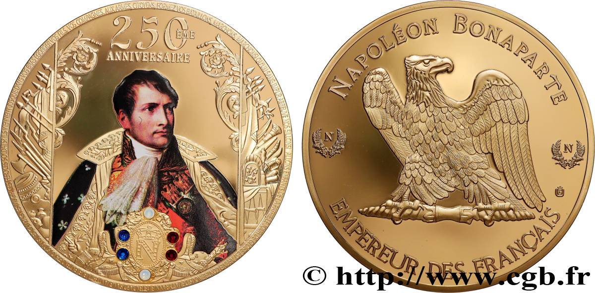 ZWEITES KAISERREICH Médaille, 250e anniversaire de Napoléon 1er  fST