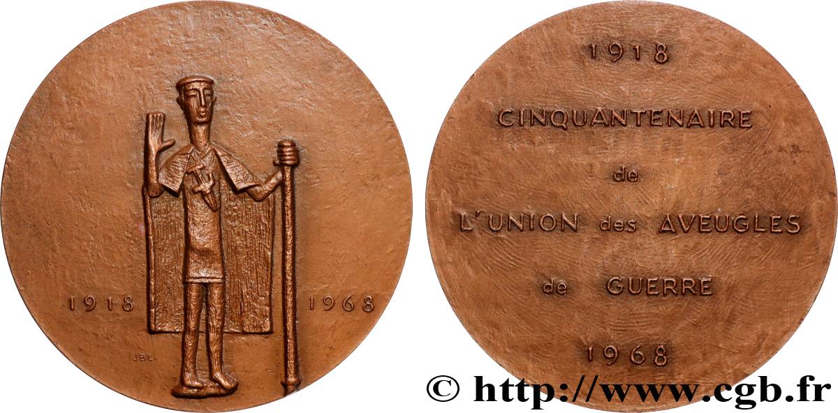 QUINTA REPUBLICA FRANCESA Médaille, Cinquantenaire de l’Union des aveugles de guerre EBC