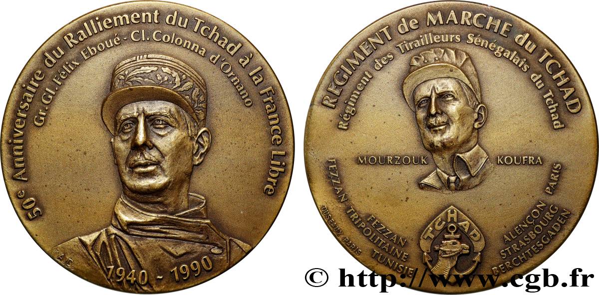 V REPUBLIC Médaille, 50e anniversaire du Ralliement du Tchad à la France AU