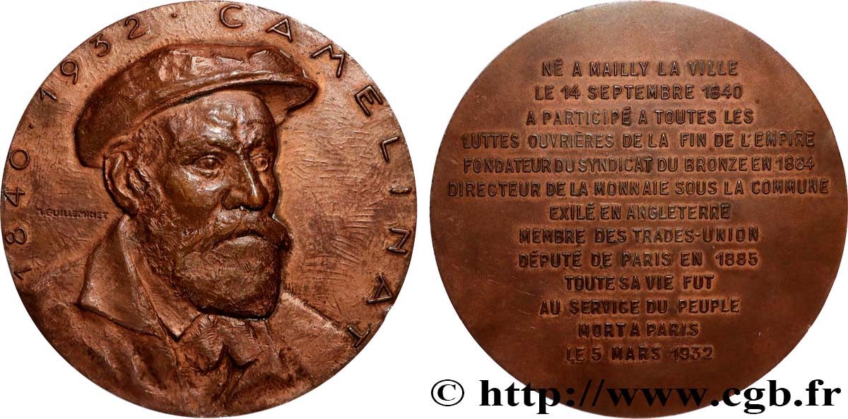 PERSONNAGES CÉLÈBRES Médaille, Zéphirin Camelinat AU