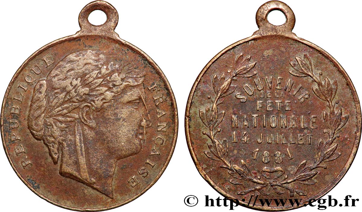 III REPUBLIC Médaille, Souvenir de la fête nationale XF