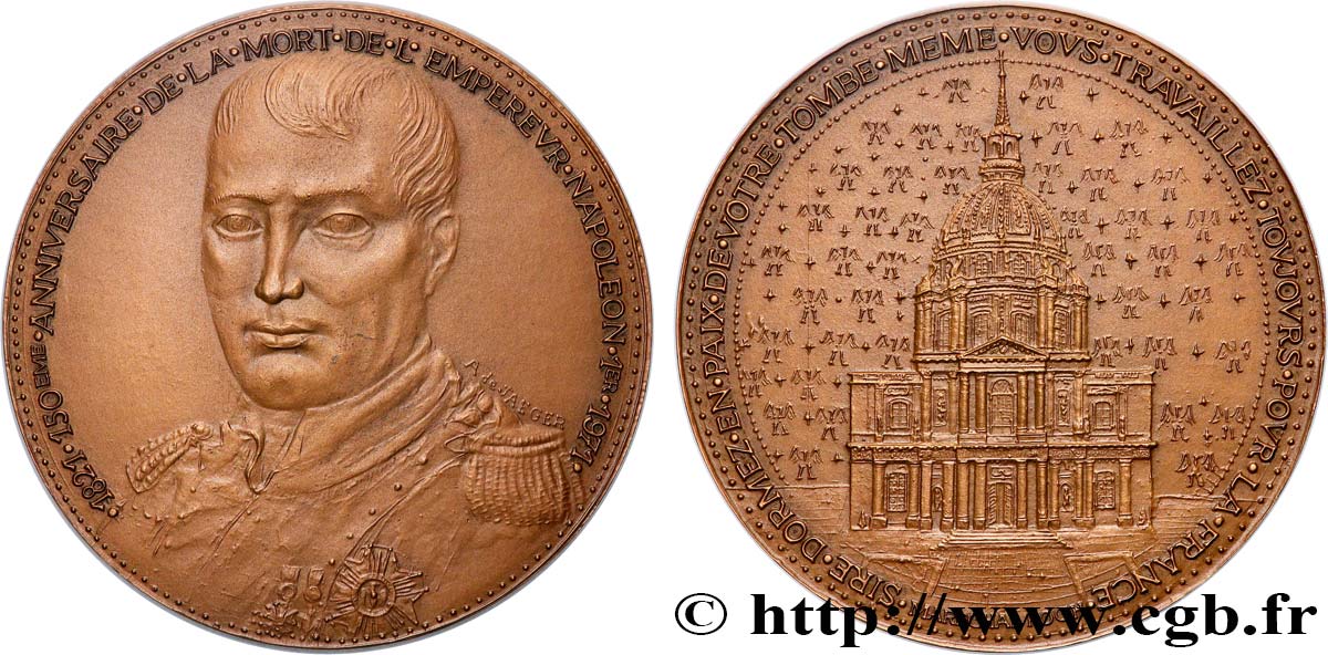 V REPUBLIC Médaille, 150e anniversaire de la mort de Napoléon  Ier AU