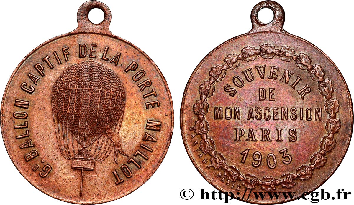 III REPUBLIC Médaille, Ballon à vapeur - Porte maillot AU